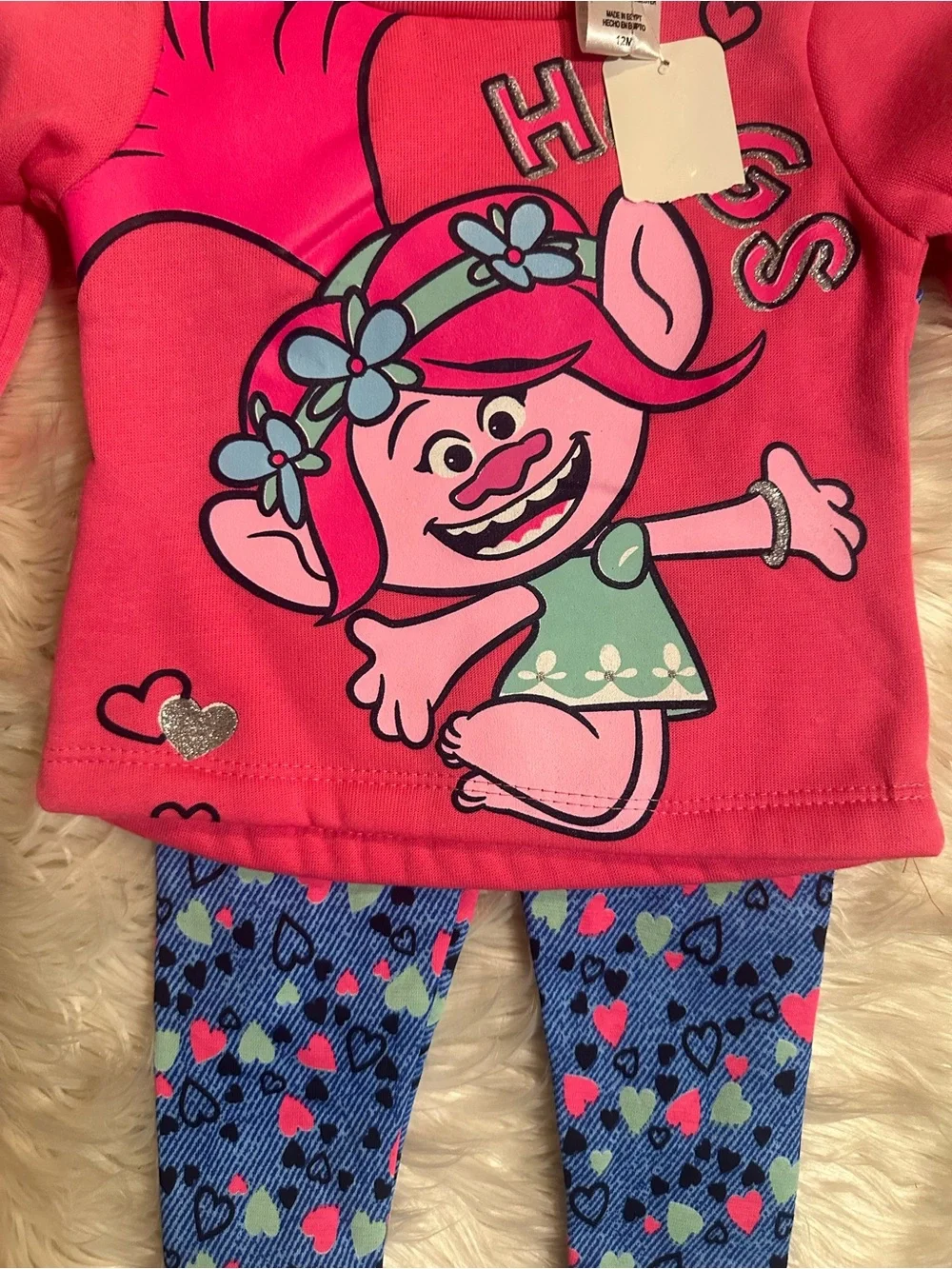Trolls Pink Graphic Sweatshirt with Heart Accents